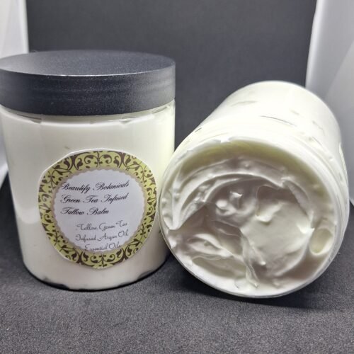 8oz Green Tea Infused Tallow Balm in Lavender and Lemon